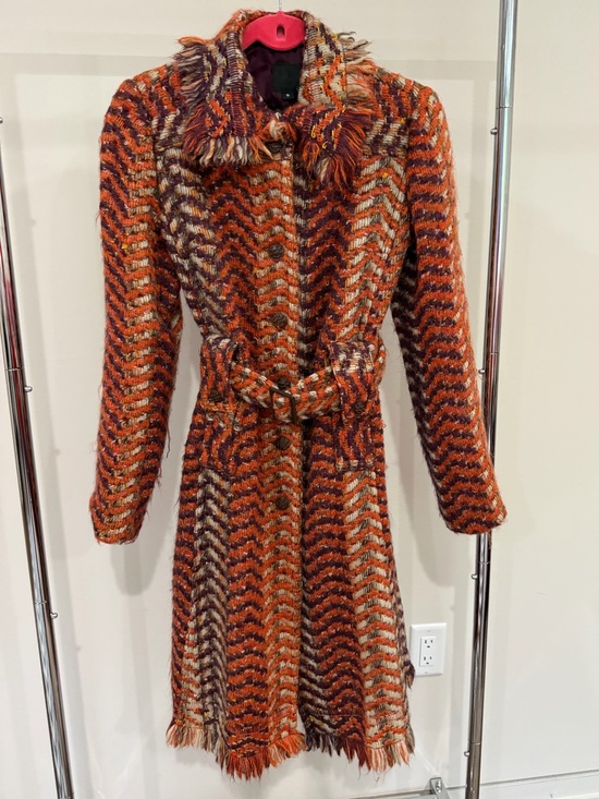 Anna Sui Jackets & Blazers - Anna Sui Fall 2006 Burnt Orange Woven Wool Coat RARE size 8